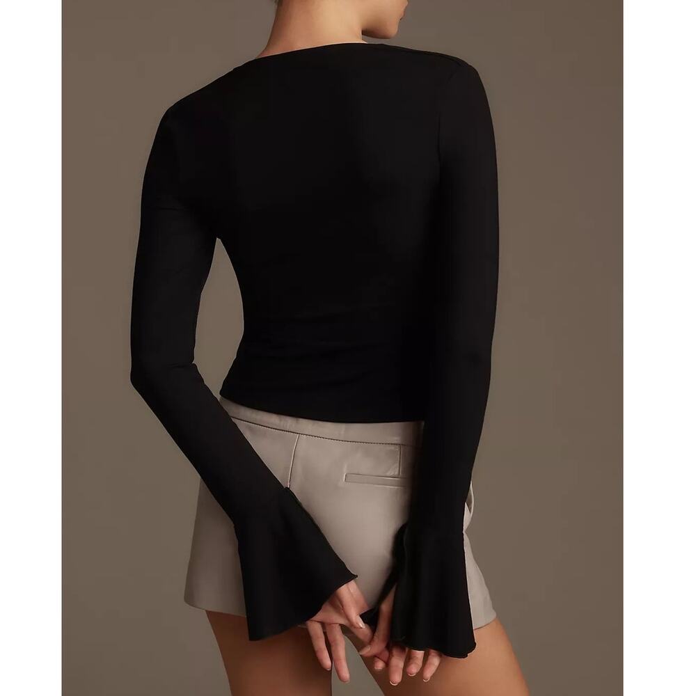 Reformation Lucca Long-Sleeve Knit Top Black - Picture 5 of 5